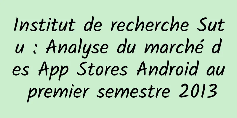 Institut de recherche Sutu : Analyse du marché des App Stores Android au premier semestre 2013
