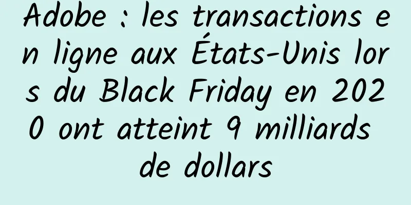 Adobe : les transactions en ligne aux États-Unis lors du Black Friday en 2020 ont atteint 9 milliards de dollars