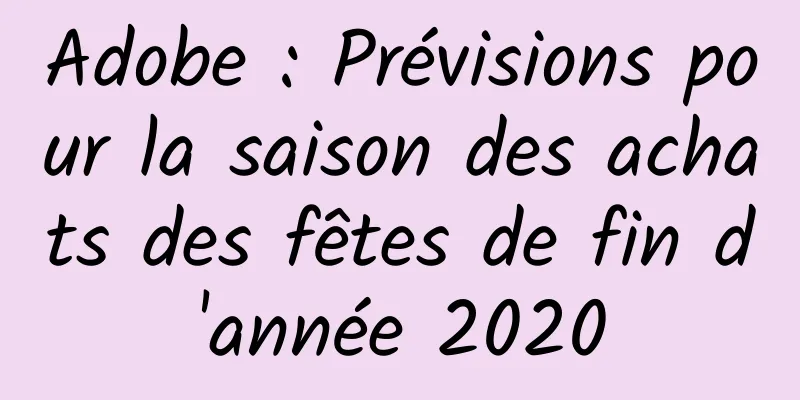 Adobe : Prévisions pour la saison des achats des fêtes de fin d'année 2020