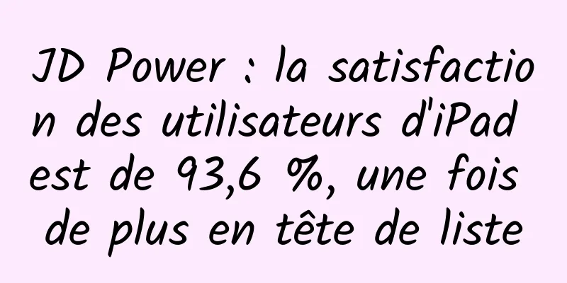 JD Power : la satisfaction des utilisateurs d'iPad est de 93,6 %, une fois de plus en tête de liste