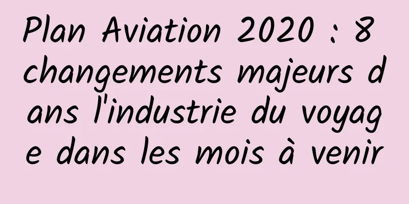 Plan Aviation 2020 : 8 changements majeurs dans l'industrie du voyage dans les mois à venir