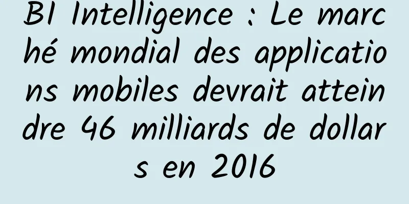 BI Intelligence : Le marché mondial des applications mobiles devrait atteindre 46 milliards de dollars en 2016