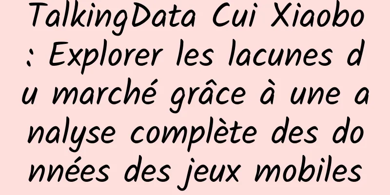 TalkingData Cui Xiaobo : Explorer les lacunes du marché grâce à une analyse complète des données des jeux mobiles
