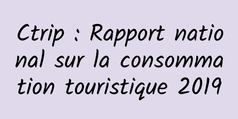 Ctrip : Rapport national sur la consommation touristique 2019