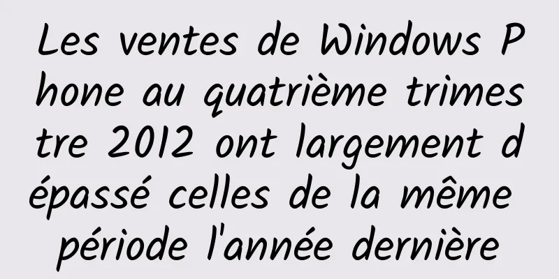 Les ventes de Windows Phone au quatrième trimestre 2012 ont largement dépassé celles de la même période l'année dernière