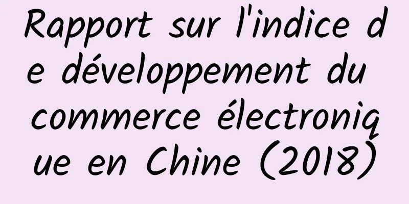 Rapport sur l'indice de développement du commerce électronique en Chine (2018)