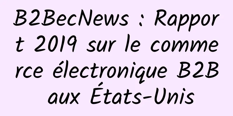 B2BecNews : Rapport 2019 sur le commerce électronique B2B aux États-Unis