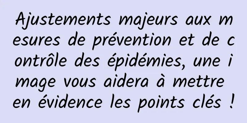 Ajustements majeurs aux mesures de prévention et de contrôle des épidémies, une image vous aidera à mettre en évidence les points clés !