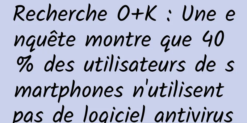Recherche O+K : Une enquête montre que 40 % des utilisateurs de smartphones n'utilisent pas de logiciel antivirus