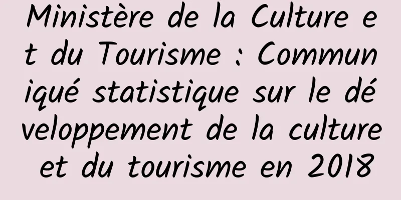 Ministère de la Culture et du Tourisme : Communiqué statistique sur le développement de la culture et du tourisme en 2018