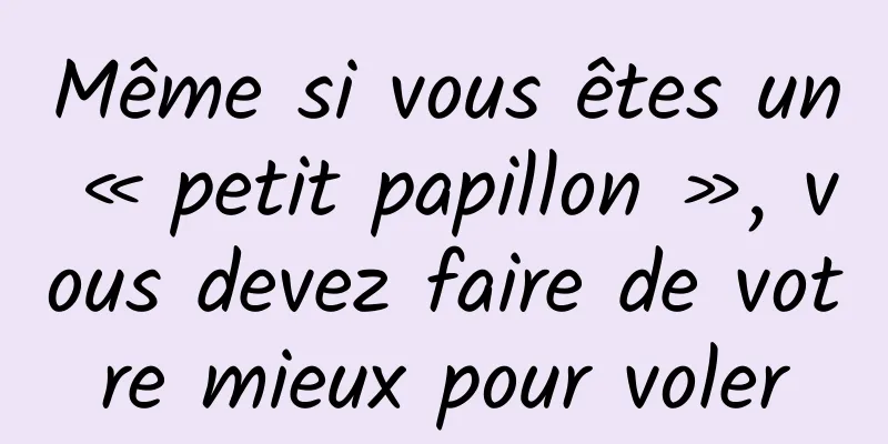 Même si vous êtes un « petit papillon », vous devez faire de votre mieux pour voler