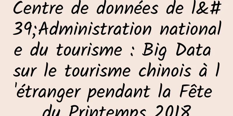 Centre de données de l'Administration nationale du tourisme : Big Data sur le tourisme chinois à l'étranger pendant la Fête du Printemps 2018