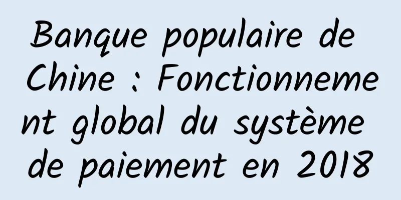 Banque populaire de Chine : Fonctionnement global du système de paiement en 2018