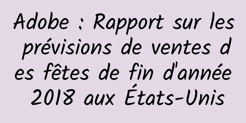 Adobe : Rapport sur les prévisions de ventes des fêtes de fin d'année 2018 aux États-Unis