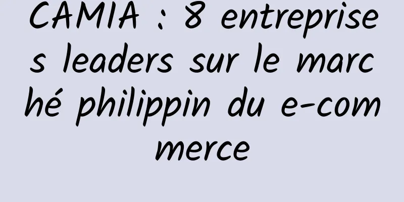 CAMIA : 8 entreprises leaders sur le marché philippin du e-commerce
