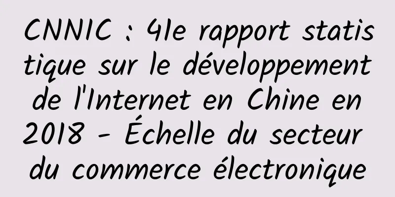 CNNIC : 41e rapport statistique sur le développement de l'Internet en Chine en 2018 - Échelle du secteur du commerce électronique