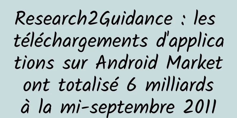 Research2Guidance : les téléchargements d'applications sur Android Market ont totalisé 6 milliards à la mi-septembre 2011