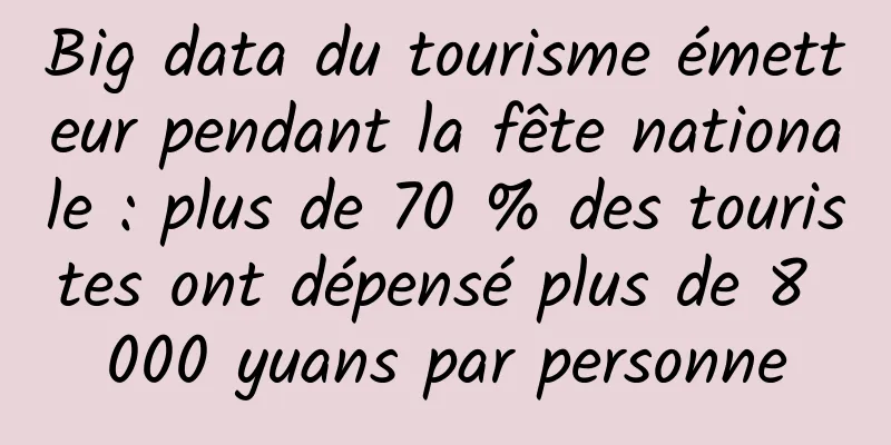 Big data du tourisme émetteur pendant la fête nationale : plus de 70 % des touristes ont dépensé plus de 8 000 yuans par personne