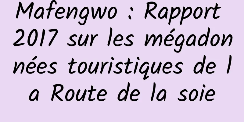Mafengwo : Rapport 2017 sur les mégadonnées touristiques de la Route de la soie