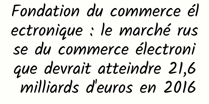 Fondation du commerce électronique : le marché russe du commerce électronique devrait atteindre 21,6 milliards d'euros en 2016