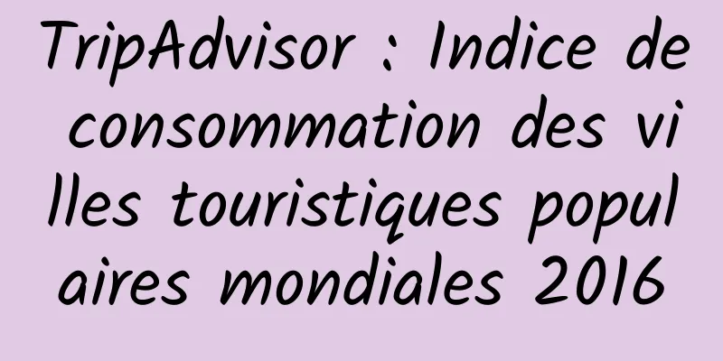 TripAdvisor : Indice de consommation des villes touristiques populaires mondiales 2016