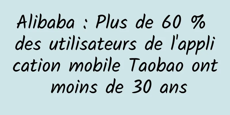 Alibaba : Plus de 60 % des utilisateurs de l'application mobile Taobao ont moins de 30 ans