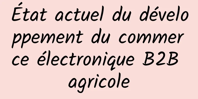 État actuel du développement du commerce électronique B2B agricole