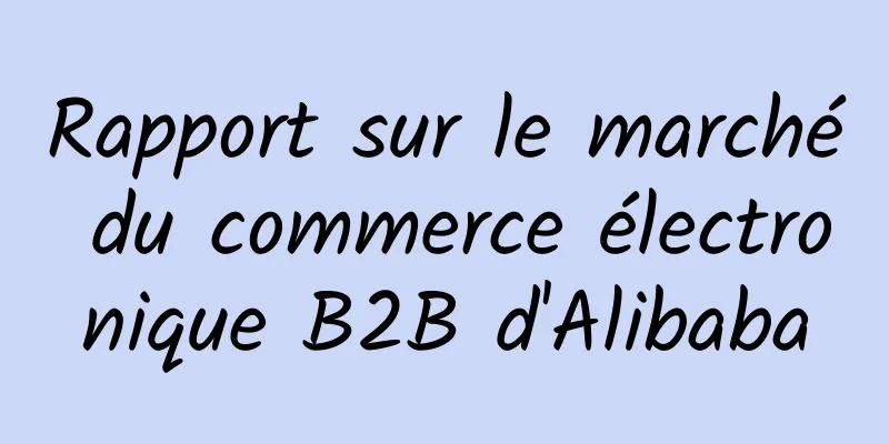 Rapport sur le marché du commerce électronique B2B d'Alibaba