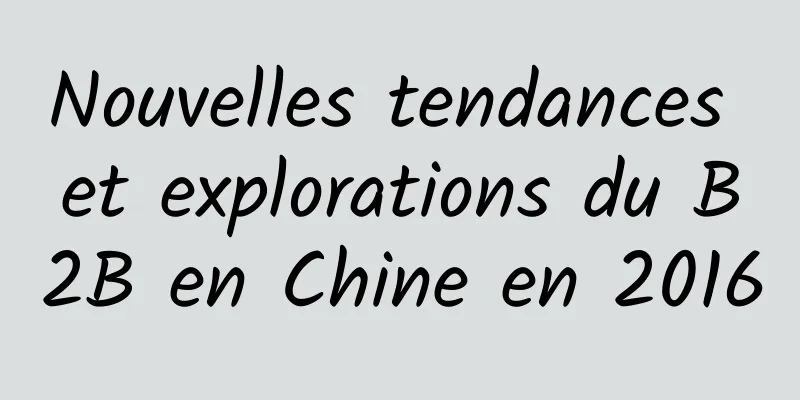 Nouvelles tendances et explorations du B2B en Chine en 2016