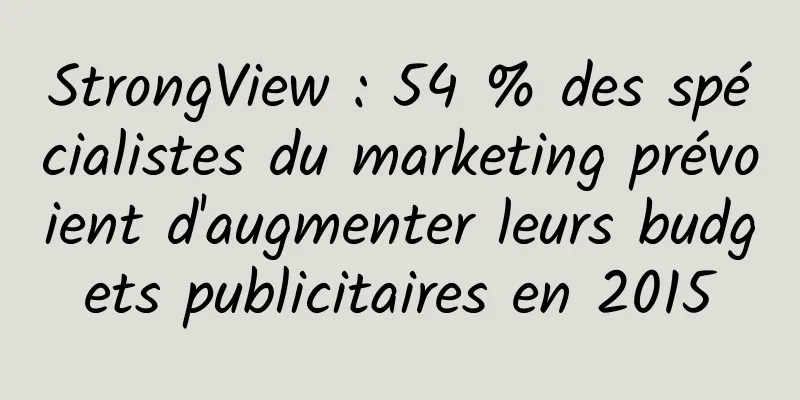 StrongView : 54 % des spécialistes du marketing prévoient d'augmenter leurs budgets publicitaires en 2015