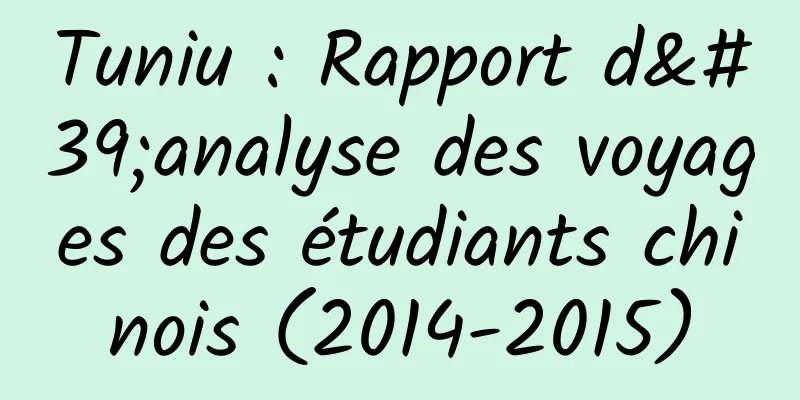 Tuniu : Rapport d'analyse des voyages des étudiants chinois (2014-2015)