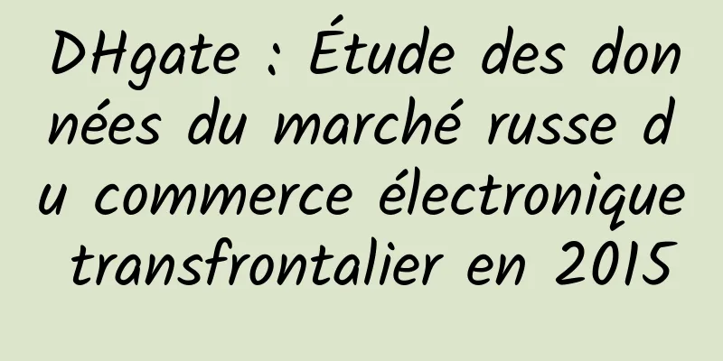 DHgate : Étude des données du marché russe du commerce électronique transfrontalier en 2015