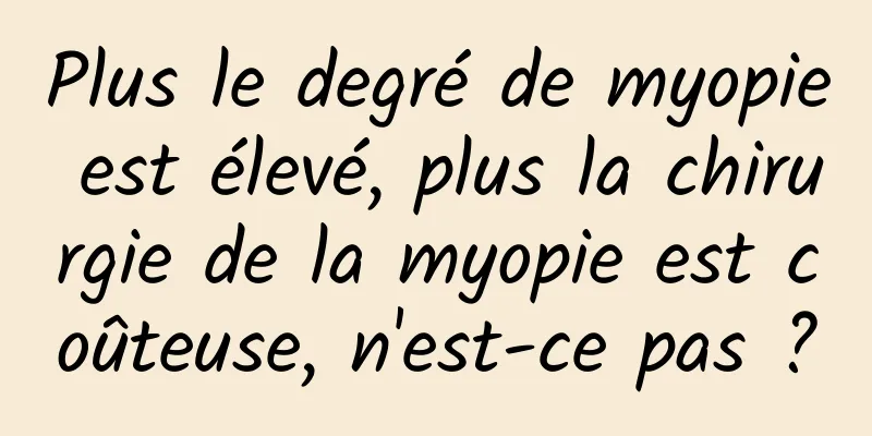 Plus le degré de myopie est élevé, plus la chirurgie de la myopie est coûteuse, n'est-ce pas ?