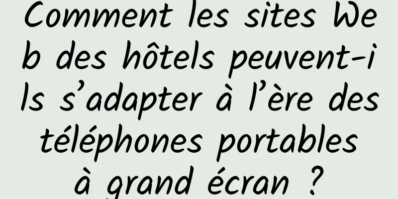 Comment les sites Web des hôtels peuvent-ils s’adapter à l’ère des téléphones portables à grand écran ?