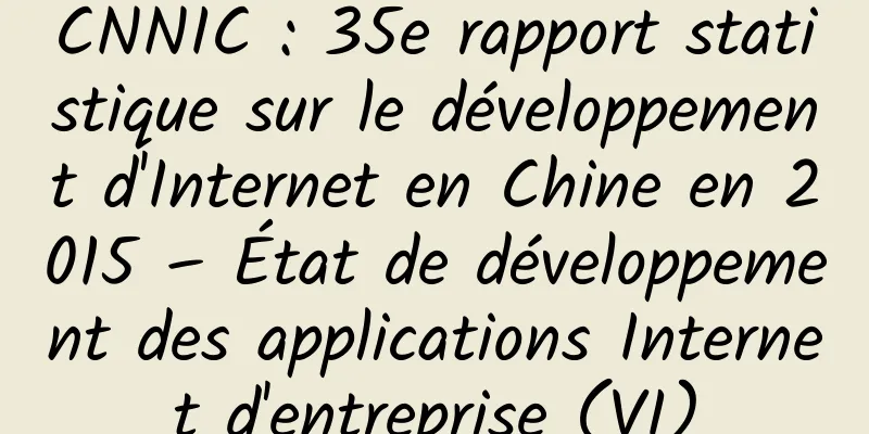 CNNIC : 35e rapport statistique sur le développement d'Internet en Chine en 2015 – État de développement des applications Internet d'entreprise (VI)