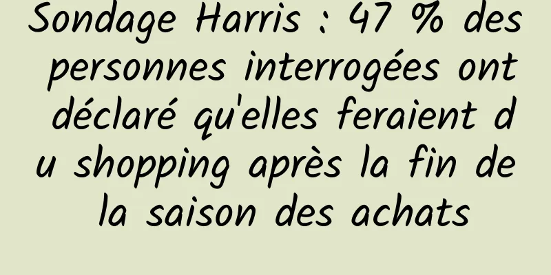 Sondage Harris : 47 % des personnes interrogées ont déclaré qu'elles feraient du shopping après la fin de la saison des achats