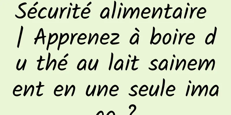 Sécurité alimentaire | Apprenez à boire du thé au lait sainement en une seule image ?