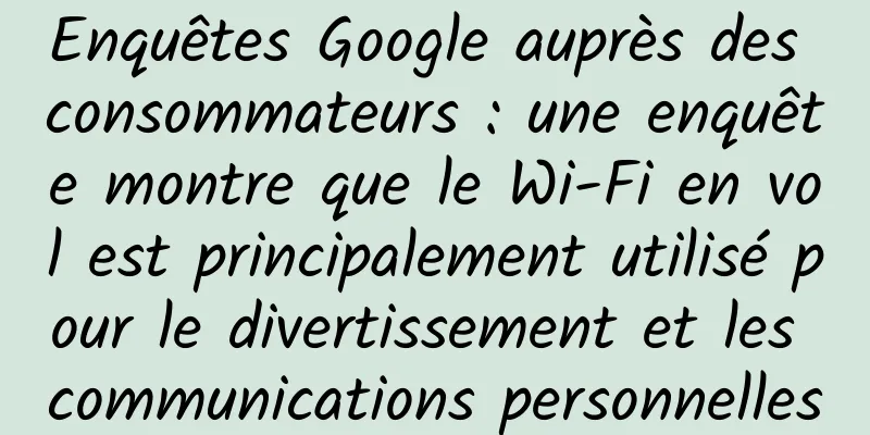 Enquêtes Google auprès des consommateurs : une enquête montre que le Wi-Fi en vol est principalement utilisé pour le divertissement et les communications personnelles