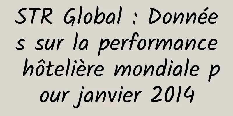 STR Global : Données sur la performance hôtelière mondiale pour janvier 2014