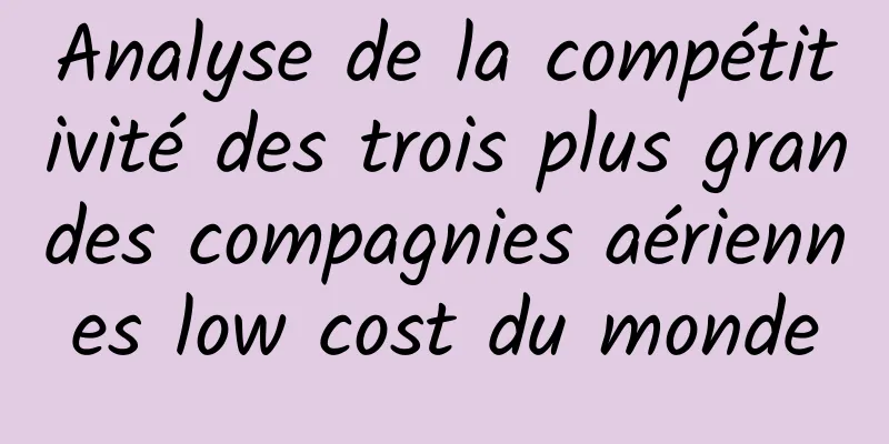 Analyse de la compétitivité des trois plus grandes compagnies aériennes low cost du monde