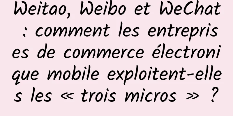 Weitao, Weibo et WeChat : comment les entreprises de commerce électronique mobile exploitent-elles les « trois micros » ?