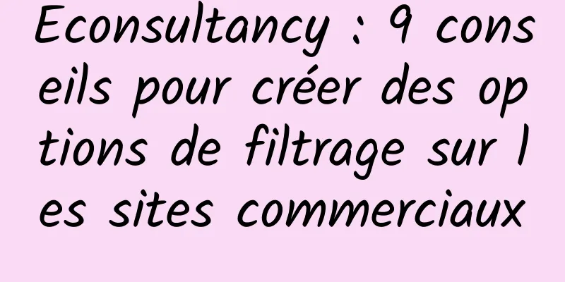 Econsultancy : 9 conseils pour créer des options de filtrage sur les sites commerciaux