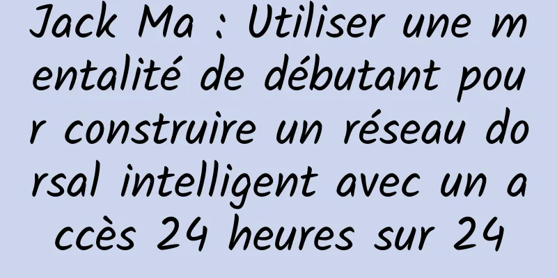 Jack Ma : Utiliser une mentalité de débutant pour construire un réseau dorsal intelligent avec un accès 24 heures sur 24