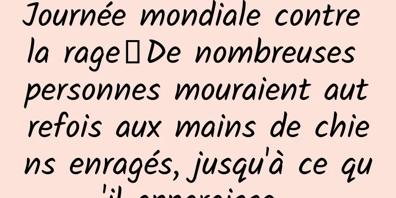 Journée mondiale contre la rage丨De nombreuses personnes mouraient autrefois aux mains de chiens enragés, jusqu'à ce qu'il apparaisse...