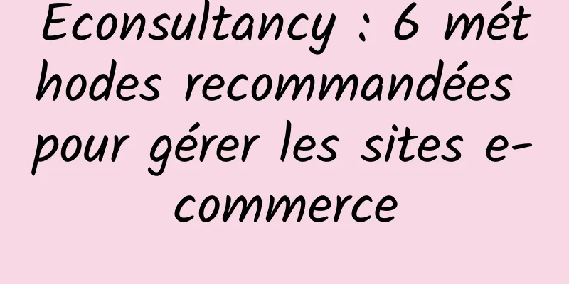 Econsultancy : 6 méthodes recommandées pour gérer les sites e-commerce