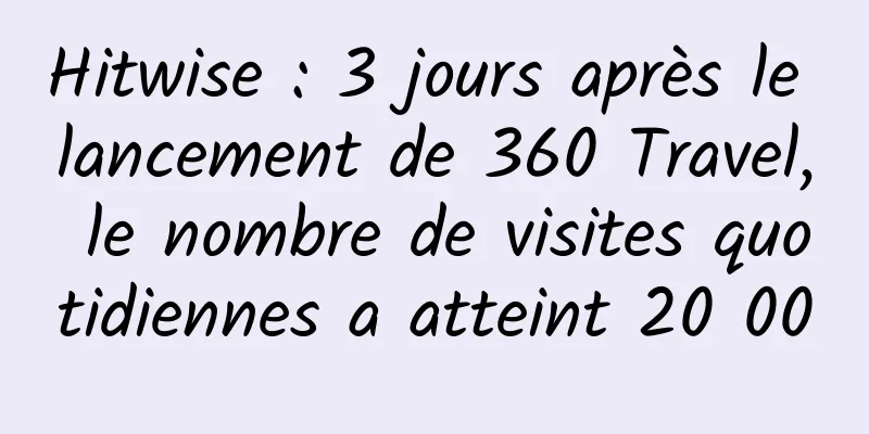 Hitwise : 3 jours après le lancement de 360 ​​Travel, le nombre de visites quotidiennes a atteint 20 000