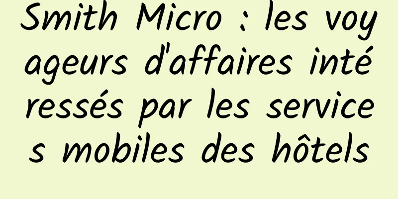 Smith Micro : les voyageurs d'affaires intéressés par les services mobiles des hôtels