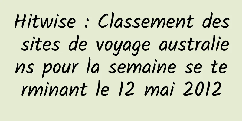 Hitwise : Classement des sites de voyage australiens pour la semaine se terminant le 12 mai 2012