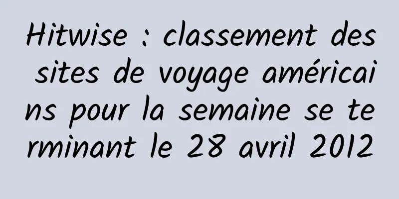 Hitwise : classement des sites de voyage américains pour la semaine se terminant le 28 avril 2012