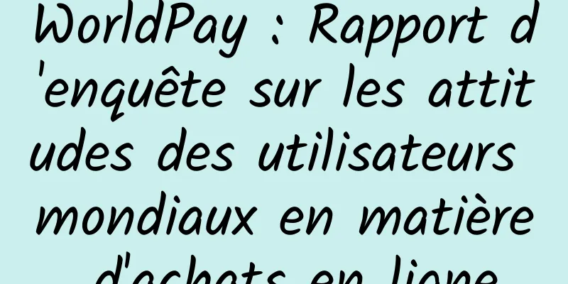 WorldPay : Rapport d'enquête sur les attitudes des utilisateurs mondiaux en matière d'achats en ligne